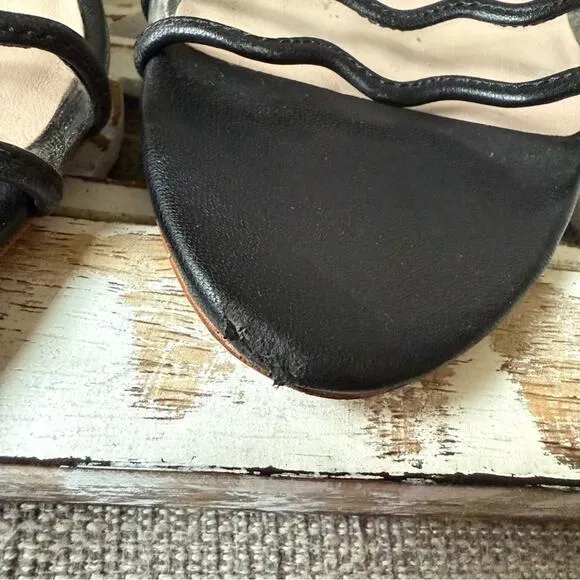 Loeffler Randall Ankle Strap Black Block Heel Sandals Shoes Women’s 7.5