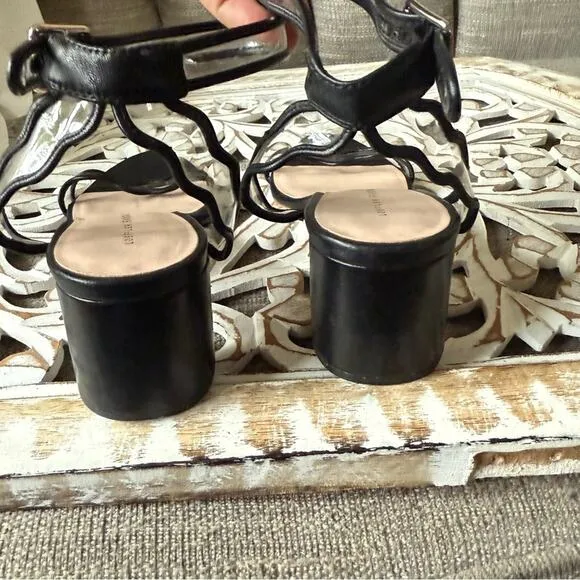 Loeffler Randall Ankle Strap Black Block Heel Sandals Shoes Women’s 7.5
