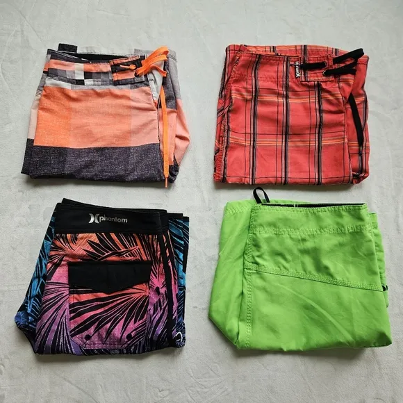 Lot of 4 Men’s Hurley Phantom Swim Trunks size 32 Tropical Surf