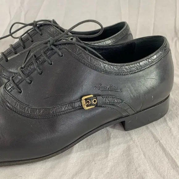 LOUIS VUITTON Black Leather Men's Oxfords Lace Up