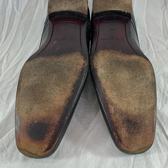 LOUIS VUITTON Black Leather Men's Oxfords Lace Up