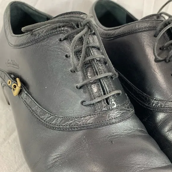 LOUIS VUITTON Black Leather Men's Oxfords Lace Up