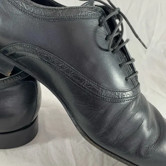 LOUIS VUITTON Black Leather Men's Oxfords Lace Up