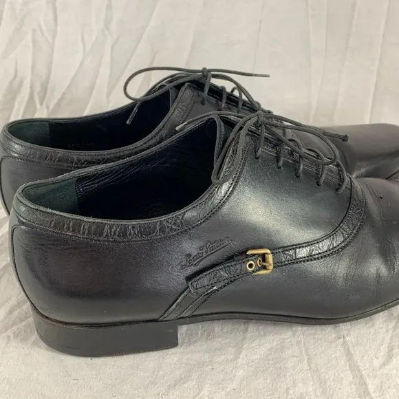 LOUIS VUITTON Black Leather Men's Oxfords Lace Up