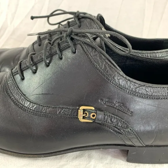 LOUIS VUITTON Black Leather Men's Oxfords Lace Up