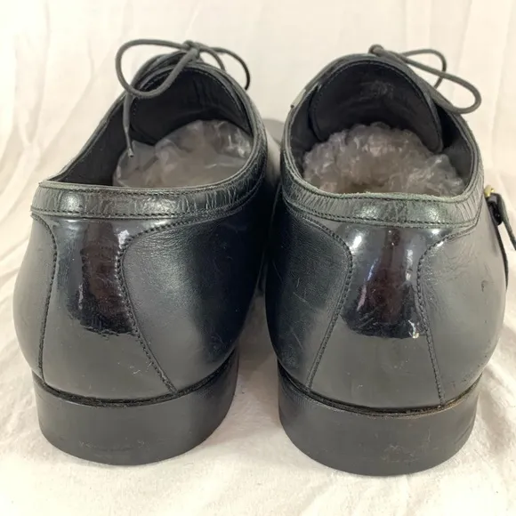 LOUIS VUITTON Black Leather Men's Oxfords Lace Up