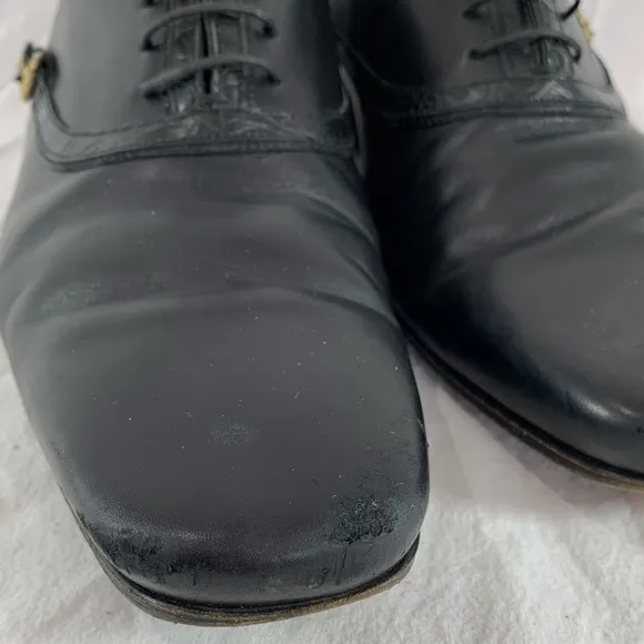 LOUIS VUITTON Black Leather Men's Oxfords Lace Up