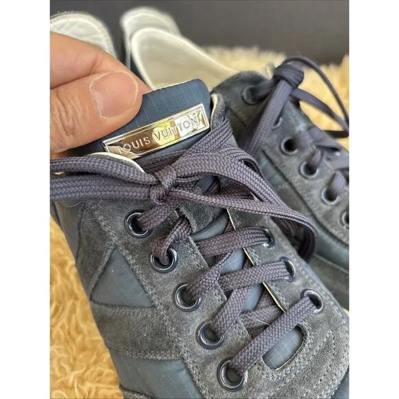 Louis Vuitton Blue Suede Leather Shoes Trainers Sneakers Size 8