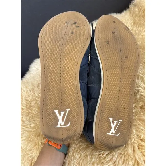 Louis Vuitton Blue Suede Leather Shoes Trainers Sneakers Size 8