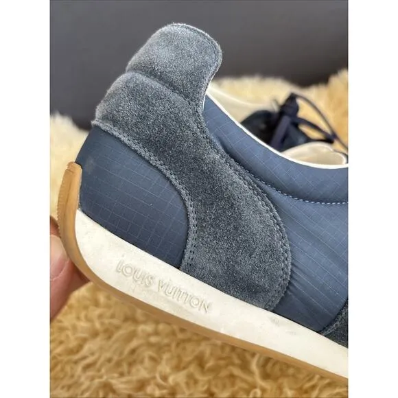 Louis Vuitton Blue Suede Leather Shoes Trainers Sneakers Size 8