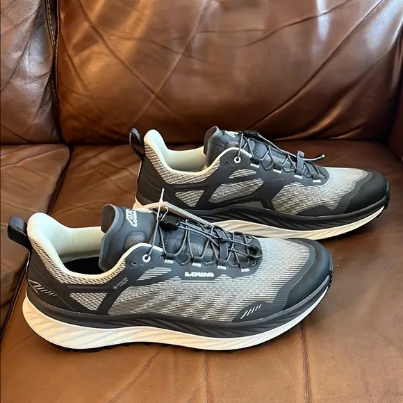 Lowa Fortux GTX Trail Running Shoes - Black and White - Size 12