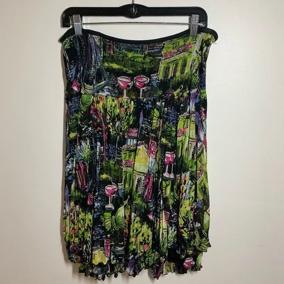 💕Lynn Ritchie-100% SILK skirt women’s size small Paris Print