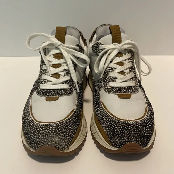 Madewell Kickoff Trainer Sneakers Women’s Size 7.5M Leather Animal Print Hair