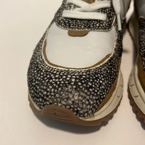 Madewell Kickoff Trainer Sneakers Women’s Size 7.5M Leather Animal Print Hair
