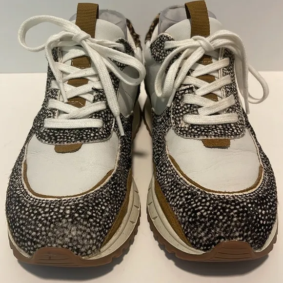 Madewell Kickoff Trainer Sneakers Women’s Size 7.5M Leather Animal Print Hair