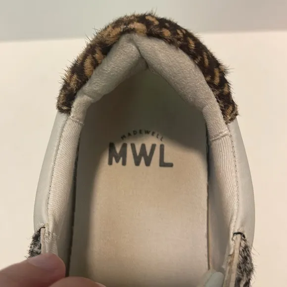 Madewell Kickoff Trainer Sneakers Women’s Size 7.5M Leather Animal Print Hair
