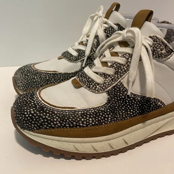 Madewell Kickoff Trainer Sneakers Women’s Size 7.5M Leather Animal Print Hair