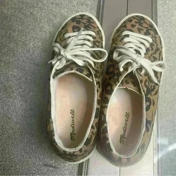 Madewell Sidewalk Low Top Leopard Cheetah Print  Sneaker Shoes
