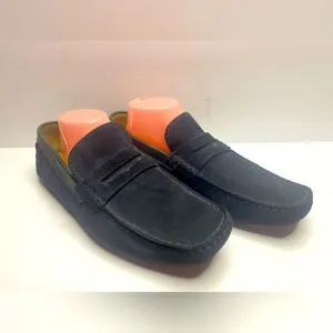 MASSIMO DUTTI Men’s Sz 43/US 9.5 Navy Blue Suede Pull On Driving Loafer Shoes