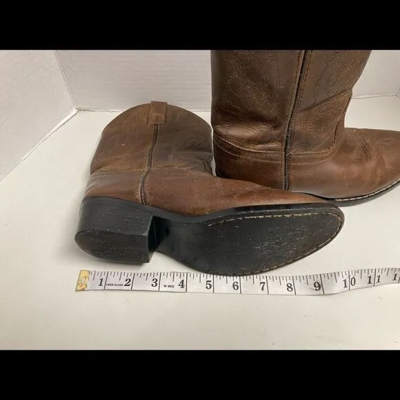 MASTERSON’S BOOT CO. Youth Cowboy Boots,Size 2.5 D, Brown, Leather Upper,Unisex