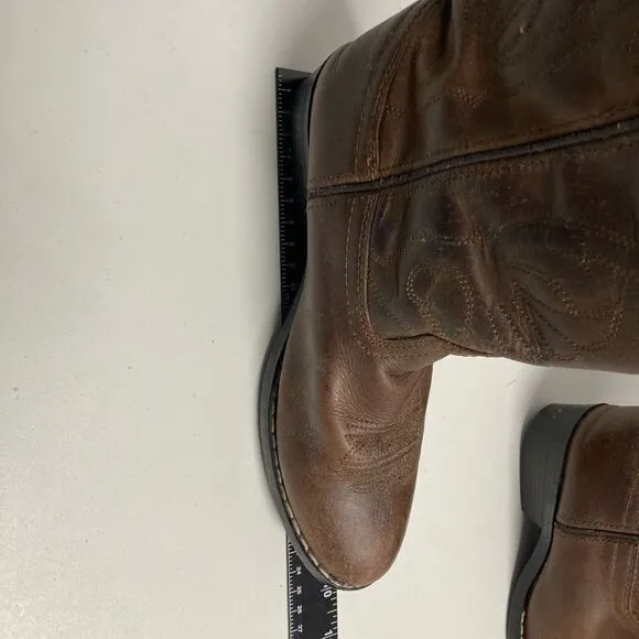 MASTERSON’S BOOT CO. Youth Cowboy Boots,Size 2.5 D, Brown, Leather Upper,Unisex