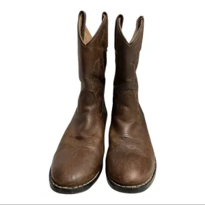 MASTERSON’S BOOT CO. Youth Cowboy Boots,Size 2.5 D, Brown, Leather Upper,Unisex