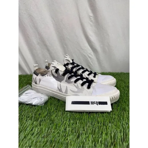 McQ By Alexander McQueen Men's Swallow Swarm Vulc Low-Top Sneakers 43 (10) White