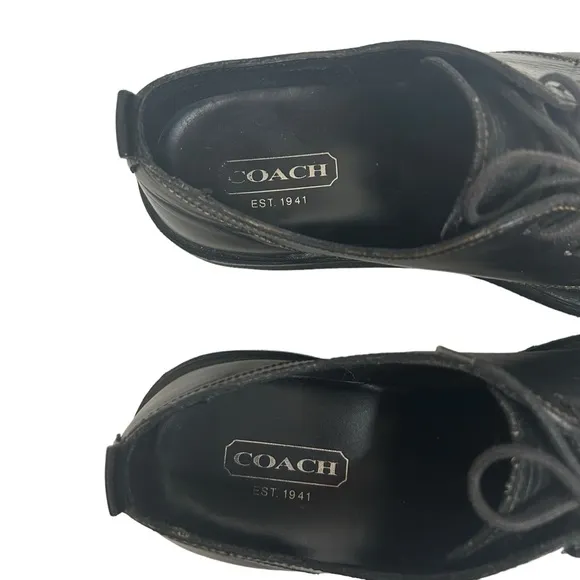 Men’s Coach Bowie Black Leather Oxford Shoes Sz 13