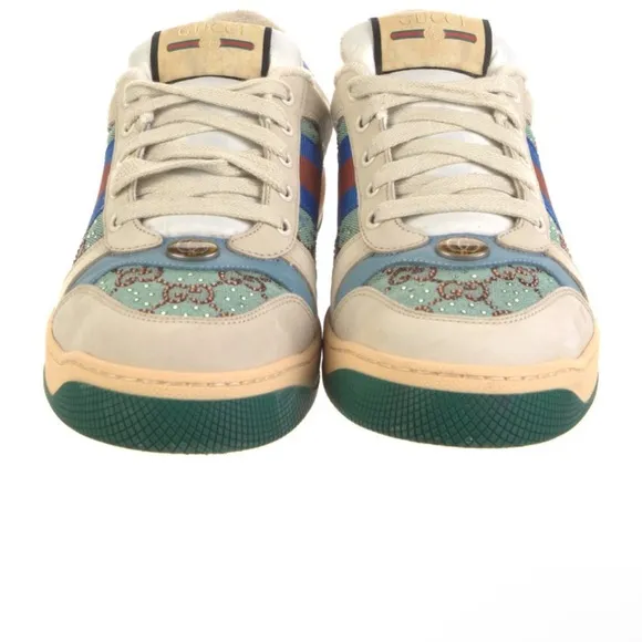 Men's Designer Beige and Blue Sneakers