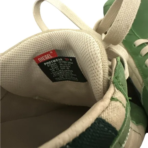 Men’s Diesel green and beige tennis shoes size 12