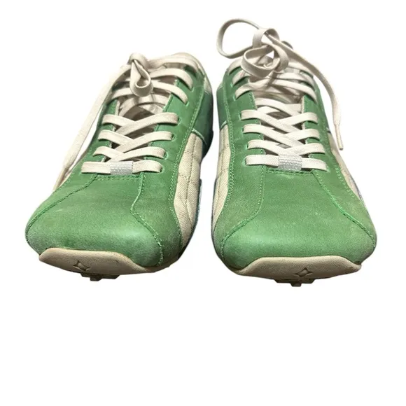 Men’s Diesel green and beige tennis shoes size 12