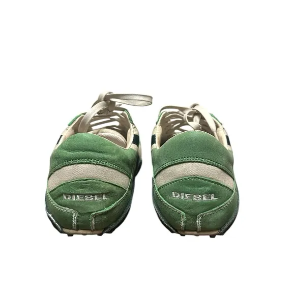 Men’s Diesel green and beige tennis shoes size 12