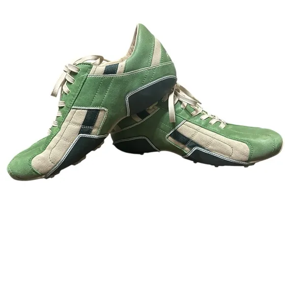 Men’s Diesel green and beige tennis shoes size 12