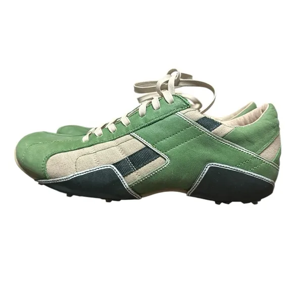 Men’s Diesel green and beige tennis shoes size 12