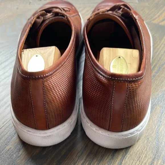 Men’s Magnanni Tan Leather Lace Up Sneakers Shoes Size 13M