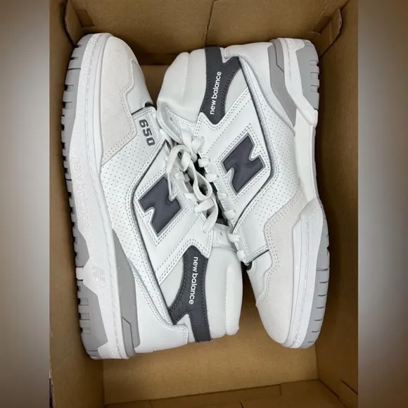 Men’s New Balance 650 Shoes Size 11 White Gray Sneakers BB650RWE SAMEDAYSHIPPING