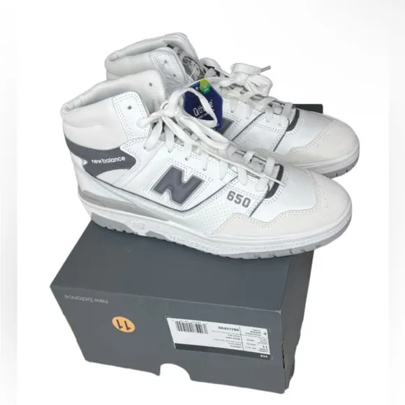 Men’s New Balance 650 Shoes Size 11 White Gray Sneakers BB650RWE SAMEDAYSHIPPING