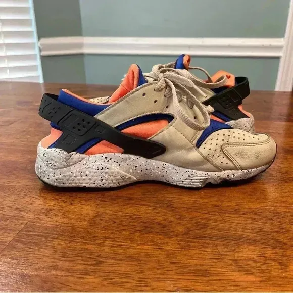 Men’s Nike Air Huarache Shoes Mowabb Blue Orange Tan size 9.5
