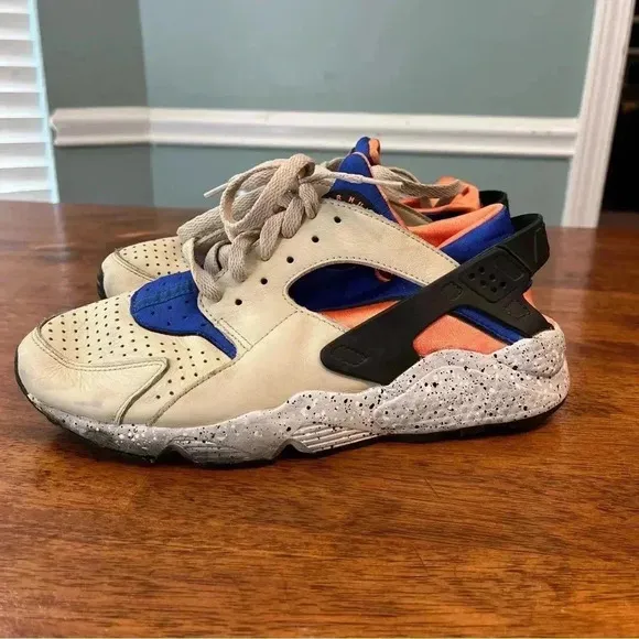 Men’s Nike Air Huarache Shoes Mowabb Blue Orange Tan size 9.5