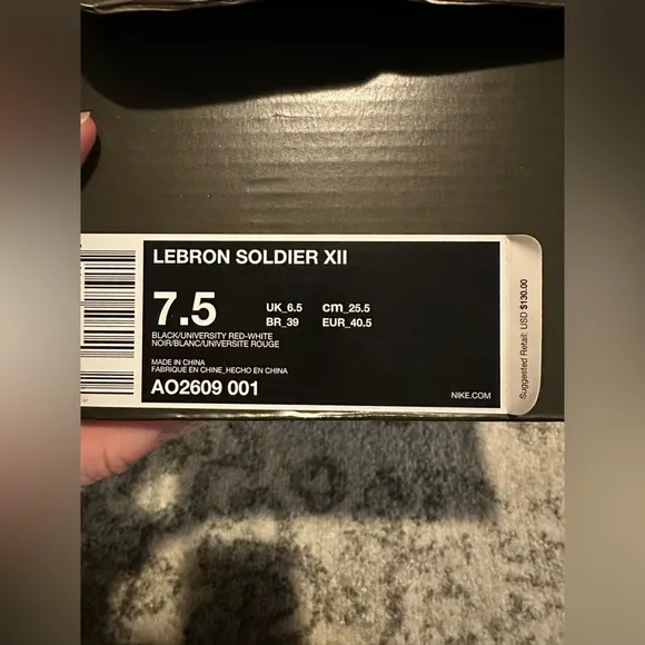 Men’s Nike Lebron Soldier XII size 7.5 basketball shoes.