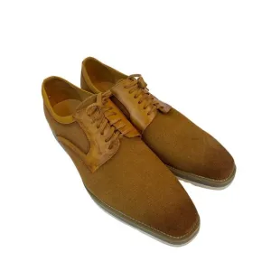 Mens Tan Canvas &amp; Leather Lace-Up Shoes Carrucci Size 11 8673