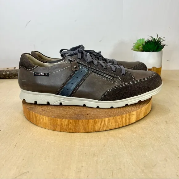 Mephisto | Kristof Leather Zippered Sneaker Taupe/Grey Size 10.5