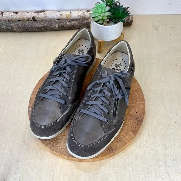Mephisto | Kristof Leather Zippered Sneaker Taupe/Grey Size 10.5