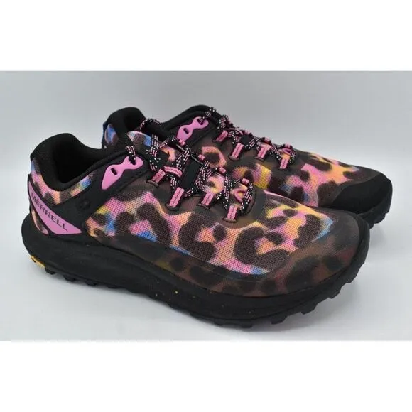 Merrell Womens Size 9.5 Antora 3 Pink Rainbow Leopard Trail Running Shoes