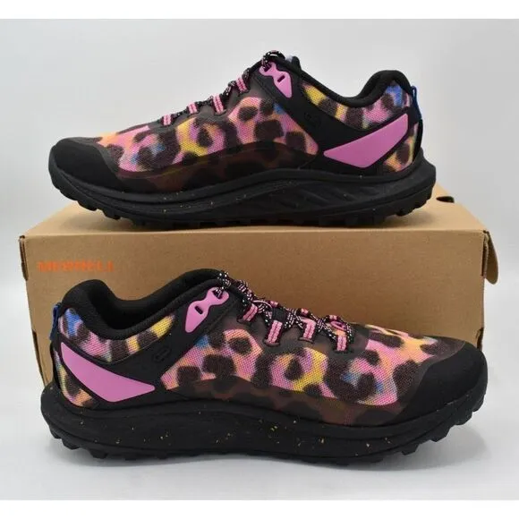 Merrell Womens Size 9.5 Antora 3 Pink Rainbow Leopard Trail Running Shoes