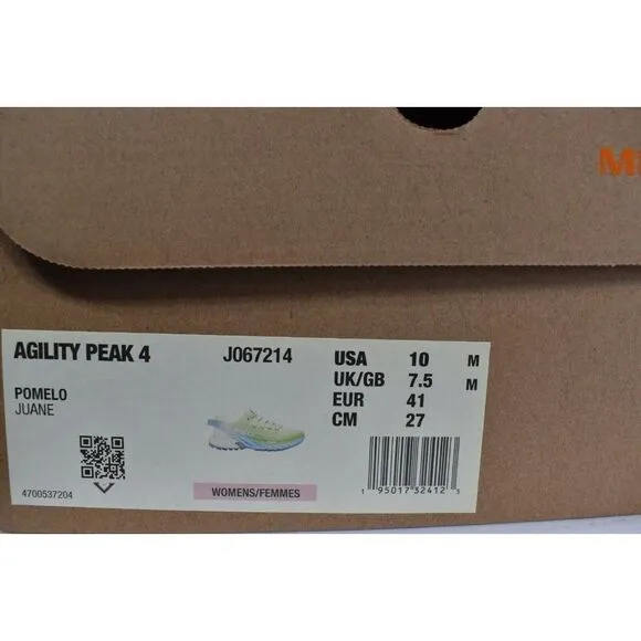 Merrell Womens Size 10 Agility Peak 4 Pomelo Trail Running Sneakers Shoes