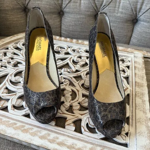 Michael Kors Animal Print Peep Toe High Heels Shoes Women’s 10