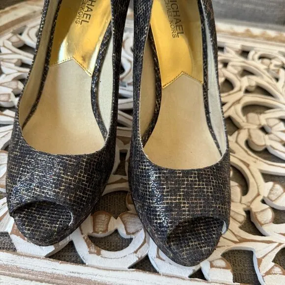 Michael Kors Animal Print Peep Toe High Heels Shoes Women’s 10