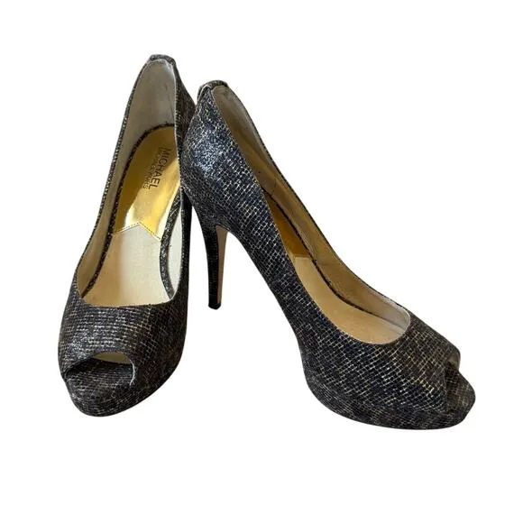 Michael Kors Animal Print Peep Toe High Heels Shoes Women’s 10