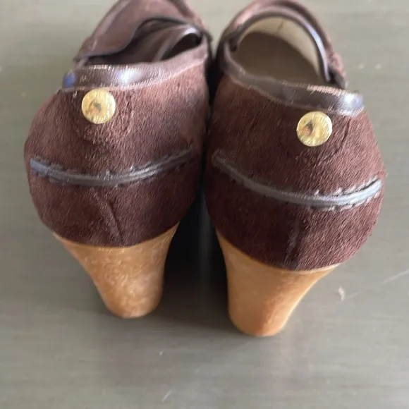 Michael Kors Brown Suede Leather Rory Loafer Wedge Shoes Women’s Size 8